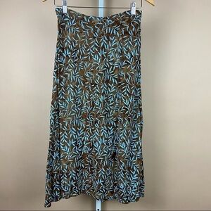 Vintage Red's Threads Medium 70’s Leaf Flowy Midi Skirt Floral Plants Nature